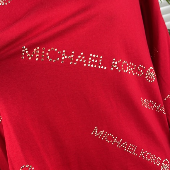 MICHAL KORS ~ Cotton Embellished-Logo Top ~ Crimson ~ NWT! - Picture 2 of 9